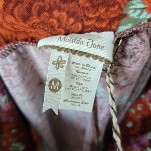 Matilda Jane NEW Medium Girls Red Floral Pull On Stretch Leggings - Picture 4 of 4